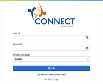 Connect Login Screen