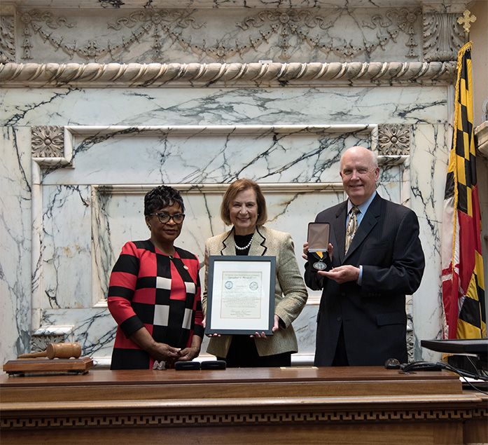 Former Chief Judge Barbera receiving medallion award