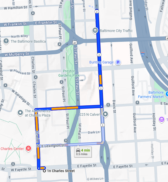 Baltimore map of city streets
