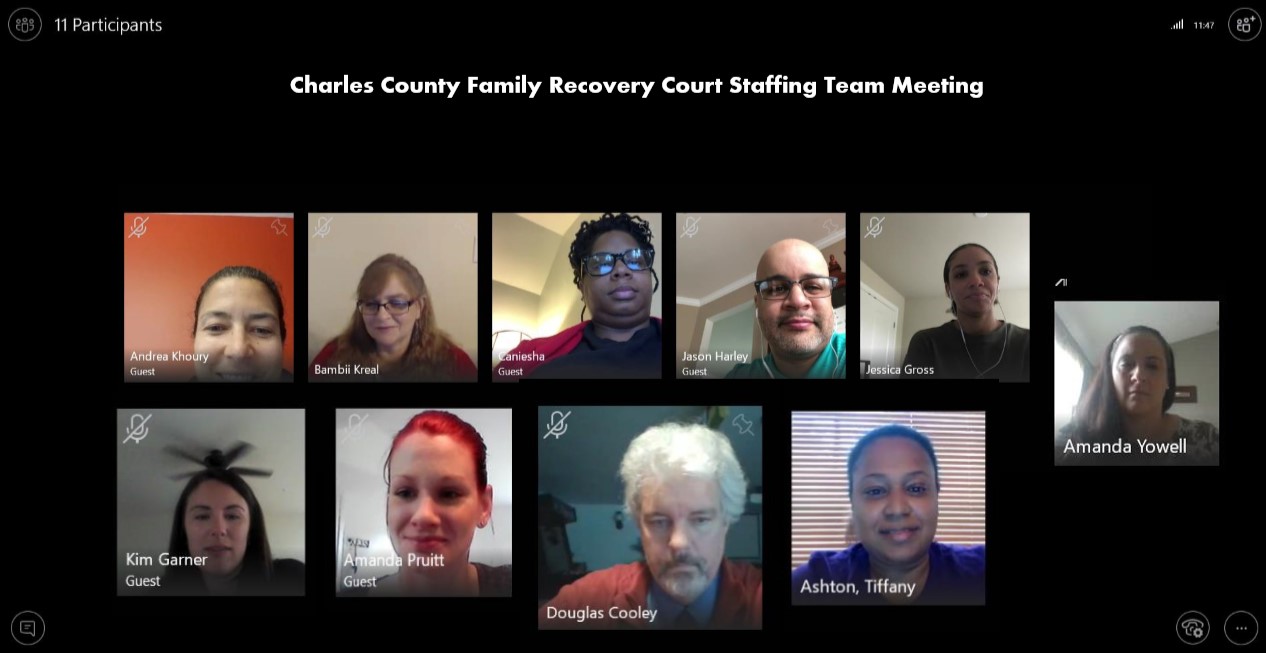 Charles County Circuit Court Family Recovery Court staff virtual meeting