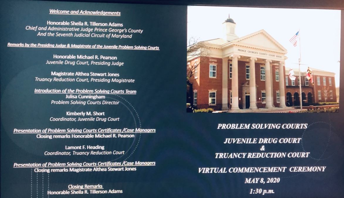 Prince George's County Circuit Court's problem-solving court virtual commencement ceremony program